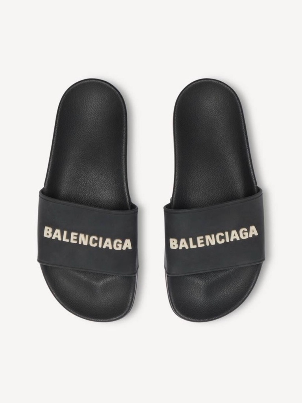 Balenciaga Women’s Black Rubber Pool Slides with Logo. Size: US 9 - Picture 1 of 8